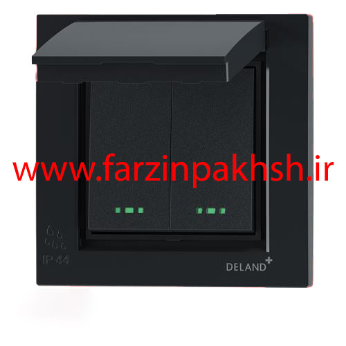 کلید دو پل توکار دلند پلاس مدل آسا مشکی بارانی