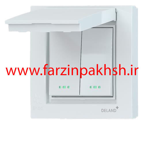 کلید دو پل توکار دلند پلاس مدل آسا سفید بارانی