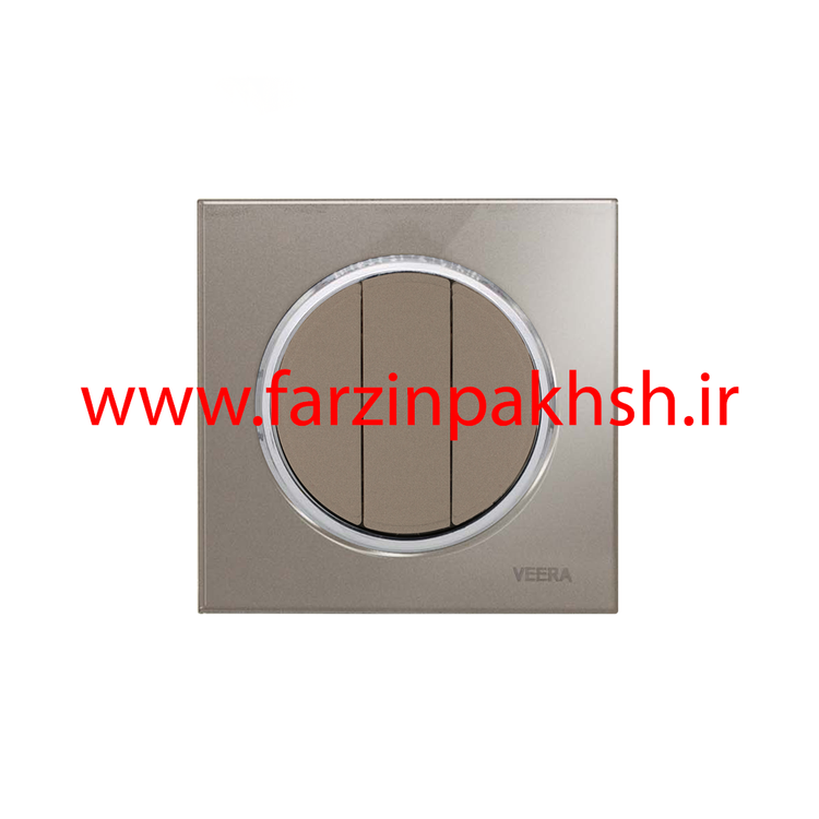 کلید و پریز توکار ویرا مدل آلفا جنس گلس اسپرت زه استیل رنگ بژ
