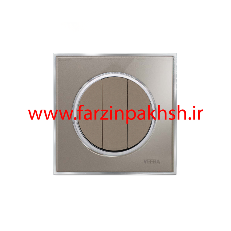 کلید و پریز توکار ویرا مدل آلفا جنس گلس کلاسیک زه استیل رنگ بژ