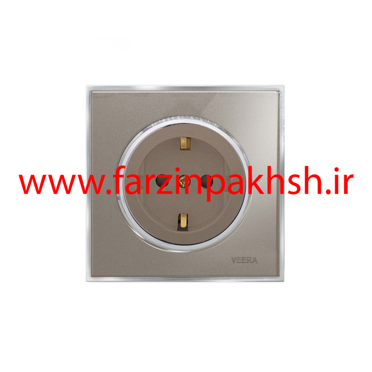 کلید و پریز توکار ویرا مدل آلفا جنس گلس کلاسیک زه استیل رنگ بژ