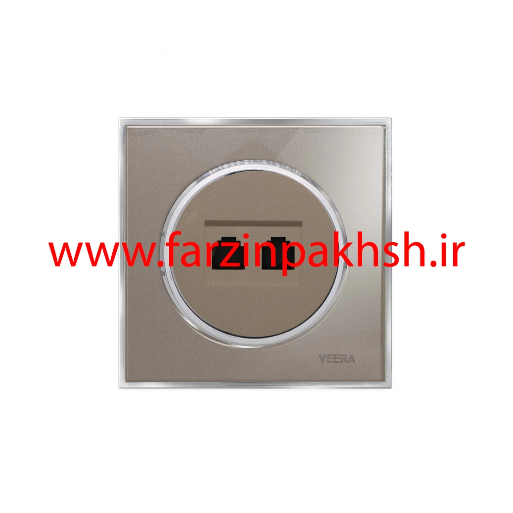 کلید و پریز توکار ویرا مدل آلفا جنس گلس کلاسیک زه استیل رنگ بژ