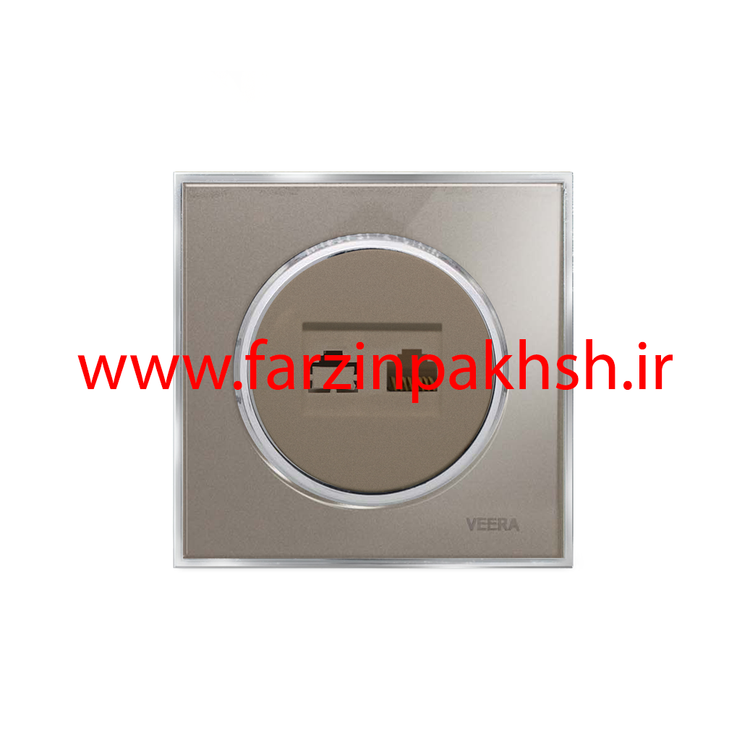 کلید و پریز توکار ویرا مدل آلفا جنس گلس کلاسیک زه استیل رنگ بژ