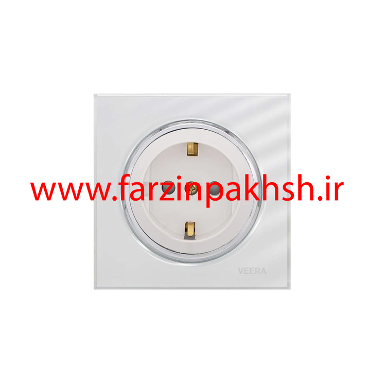 کلید و پریز توکار ویرا مدل آلفا جنس گلس اسپرت زه استیل رنگ سفید