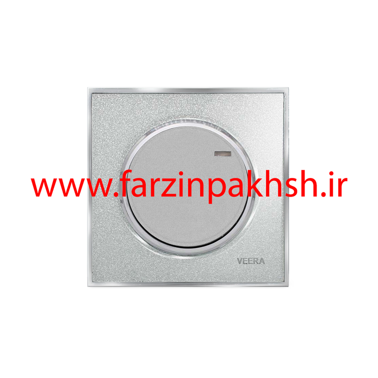 کلید و پریز توکار ویرا مدل آلفا جنس گلس کلاسیک زه استیل رنگ نقره ای اکلیلی