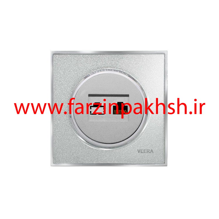 کلید و پریز توکار ویرا مدل آلفا جنس گلس کلاسیک زه استیل رنگ نقره ای اکلیلی