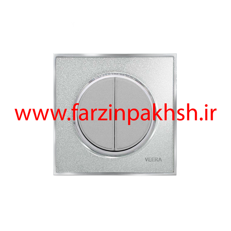 کلید و پریز توکار ویرا مدل آلفا جنس گلس کلاسیک زه استیل رنگ نقره ای اکلیلی