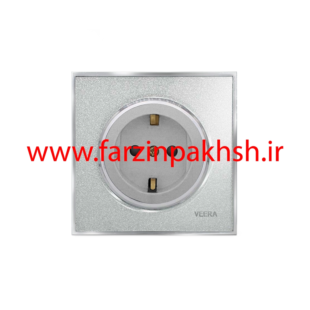 کلید و پریز توکار ویرا مدل آلفا جنس گلس کلاسیک زه استیل رنگ نقره ای اکلیلی