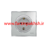 کلید و پریز توکار ویرا مدل آلفا جنس گلس کلاسیک زه استیل رنگ نقره ای اکلیلی