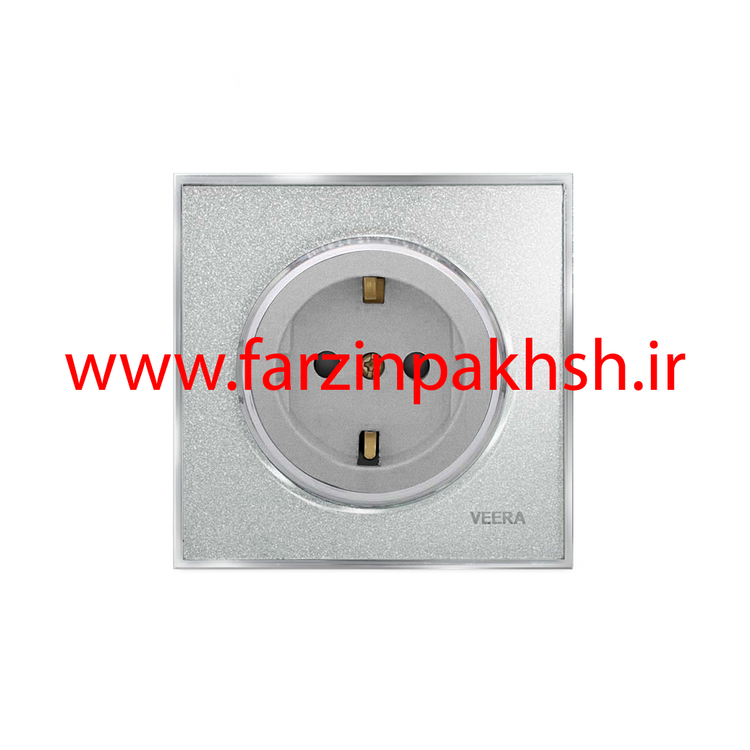 کلید و پریز توکار ویرا مدل آلفا جنس گلس کلاسیک زه استیل رنگ نقره ای اکلیلی