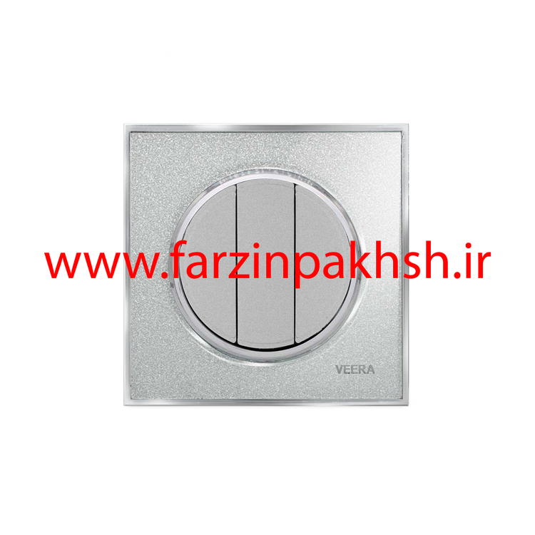 کلید و پریز توکار ویرا مدل آلفا جنس گلس کلاسیک زه استیل رنگ نقره ای اکلیلی