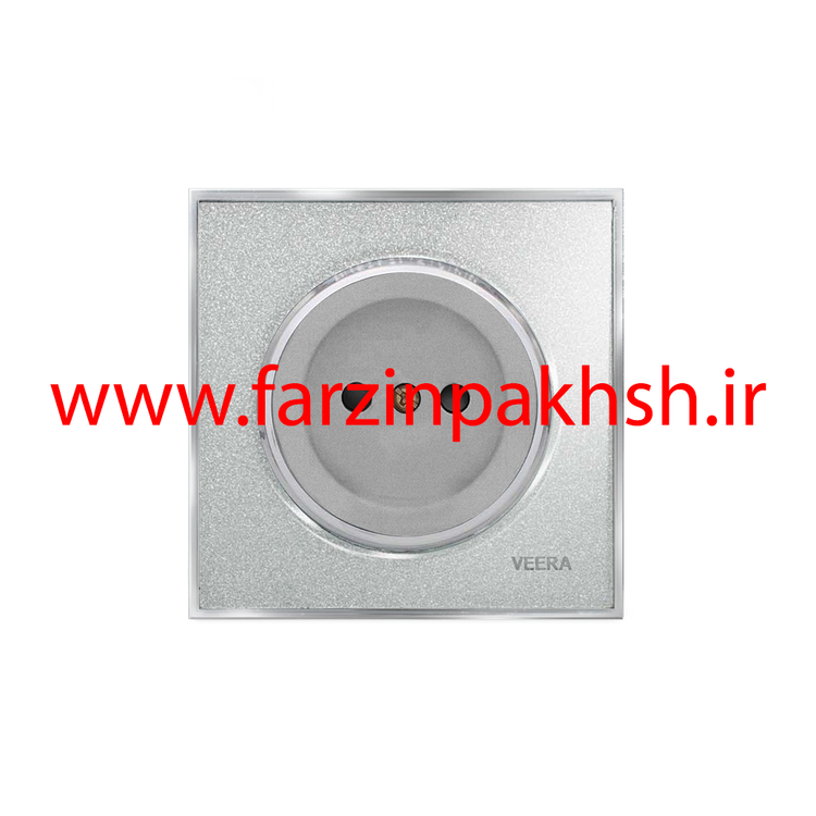 کلید و پریز توکار ویرا مدل آلفا جنس گلس کلاسیک زه استیل رنگ نقره ای اکلیلی