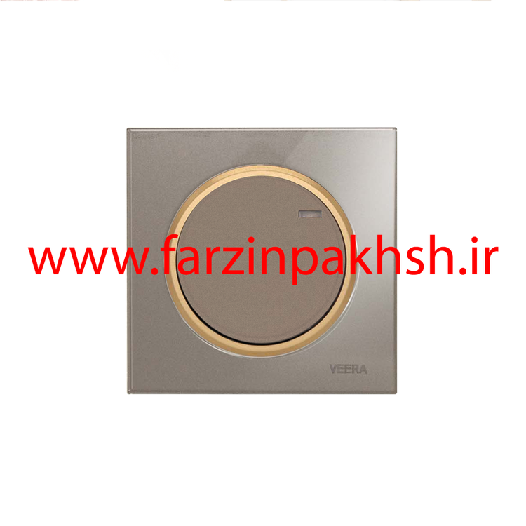 کلید و پریز توکار ویرا مدل آلفا جنس گلس اسپرت زه طلایی رنگ بژ