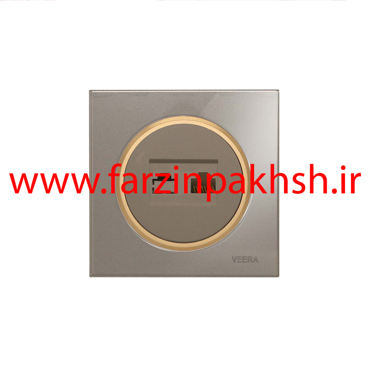 کلید و پریز توکار ویرا مدل آلفا جنس گلس اسپرت زه طلایی رنگ بژ