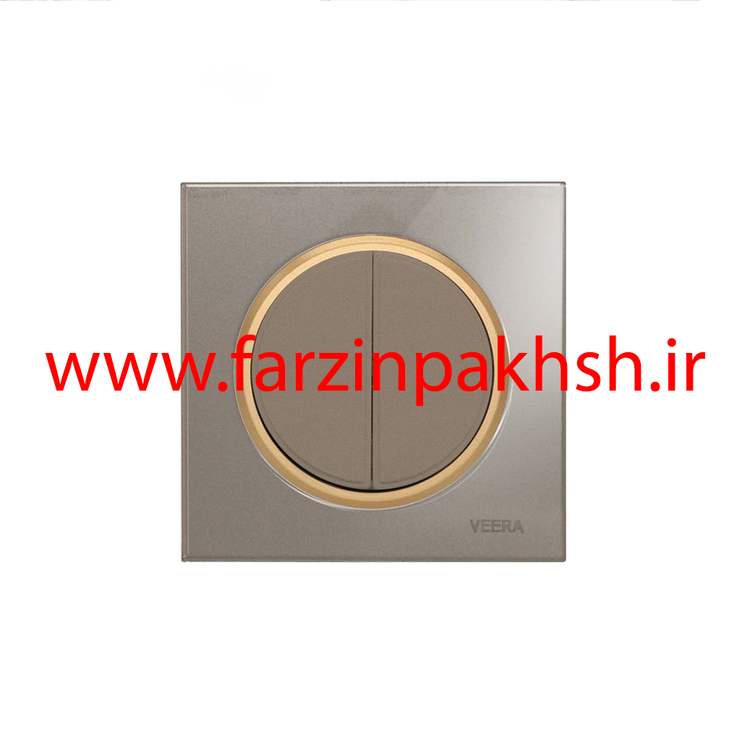 کلید و پریز توکار ویرا مدل آلفا جنس گلس اسپرت زه طلایی رنگ بژ