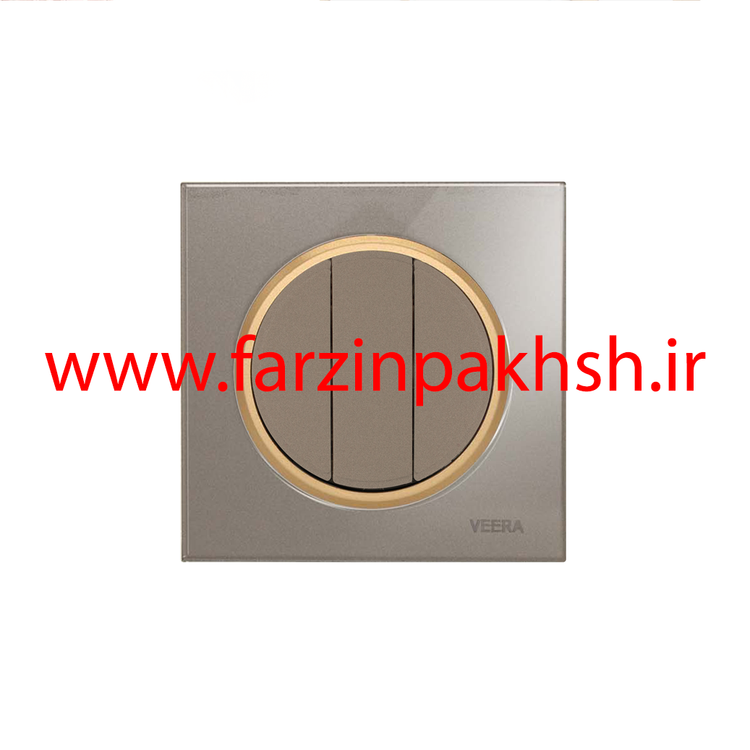 کلید و پریز توکار ویرا مدل آلفا جنس گلس اسپرت زه طلایی رنگ بژ