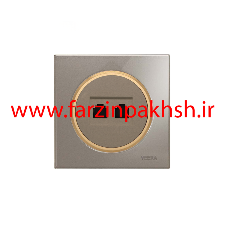 کلید و پریز توکار ویرا مدل آلفا جنس گلس اسپرت زه طلایی رنگ بژ