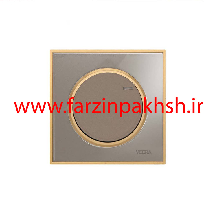 کلید و پریز توکار ویرا مدل آلفا جنس گلس کلاسیک زه طلایی رنگ بژ