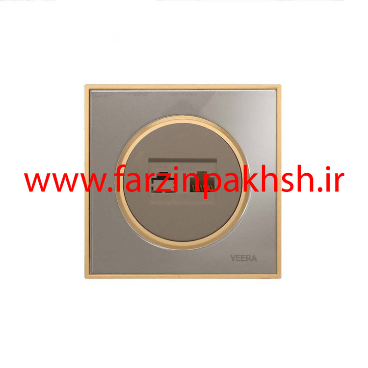 کلید و پریز توکار ویرا مدل آلفا جنس گلس کلاسیک زه طلایی رنگ بژ