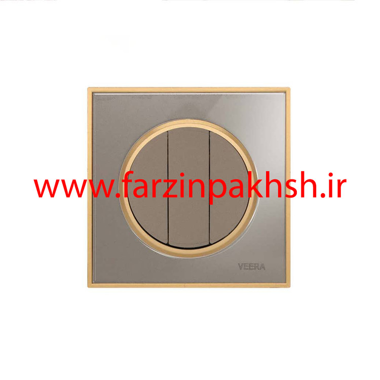 کلید و پریز توکار ویرا مدل آلفا جنس گلس کلاسیک زه طلایی رنگ بژ