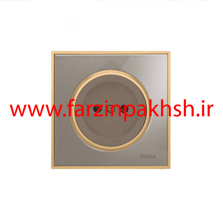 کلید و پریز توکار ویرا مدل آلفا جنس گلس کلاسیک زه طلایی رنگ بژ