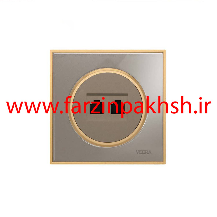 کلید و پریز توکار ویرا مدل آلفا جنس گلس کلاسیک زه طلایی رنگ بژ