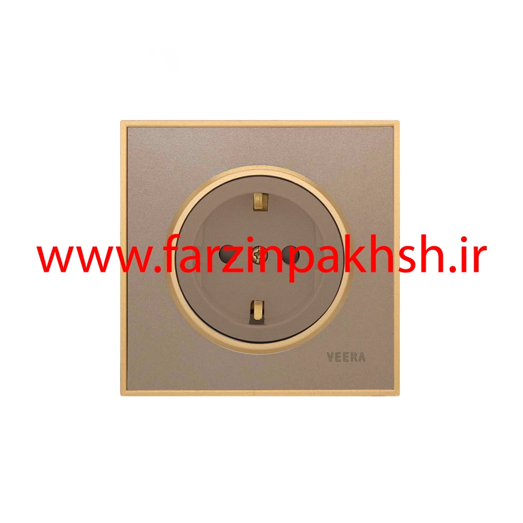 کلید و پریز توکار ویرا مدل آلفا جنس مات کلاسیک زه طلایی رنگ بژ