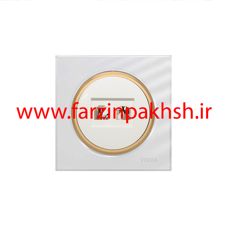 کلید و پریز توکار ویرا مدل آلفا جنس گلس اسپرت زه طلایی رنگ سفید