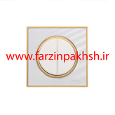 کلید و پریز توکار ویرا مدل آلفا جنس گلس کلاسیک زه طلایی رنگ سفید
