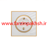 کلید و پریز توکار ویرا مدل آلفا جنس گلس کلاسیک زه طلایی رنگ سفید