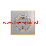 کلید و پریز توکار ویرا مدل آلفا جنس گلس کلاسیک زه طلایی رنگ نقره ای