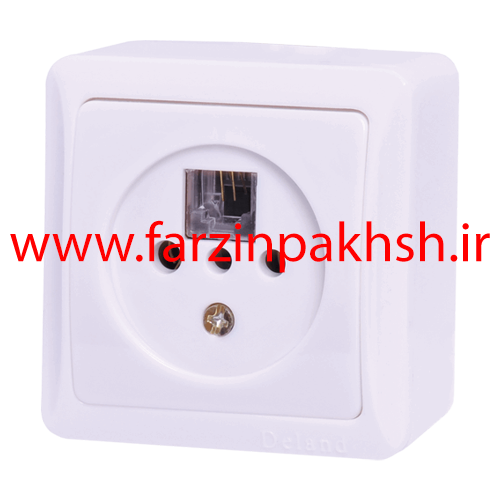 پریز سوکت تلفن دوکاره روکار دلند مدل سیلور