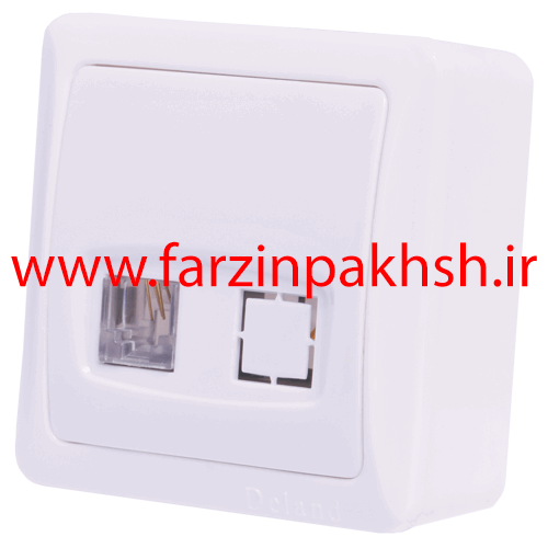 سوکت تلفن دوقلو چهار خط روکار دلند مدل سیلور