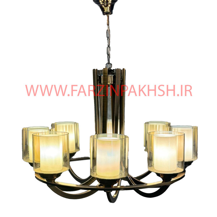 لوستر مدرن عصایی تک رینگ 8 شاخه مدل لهستانی