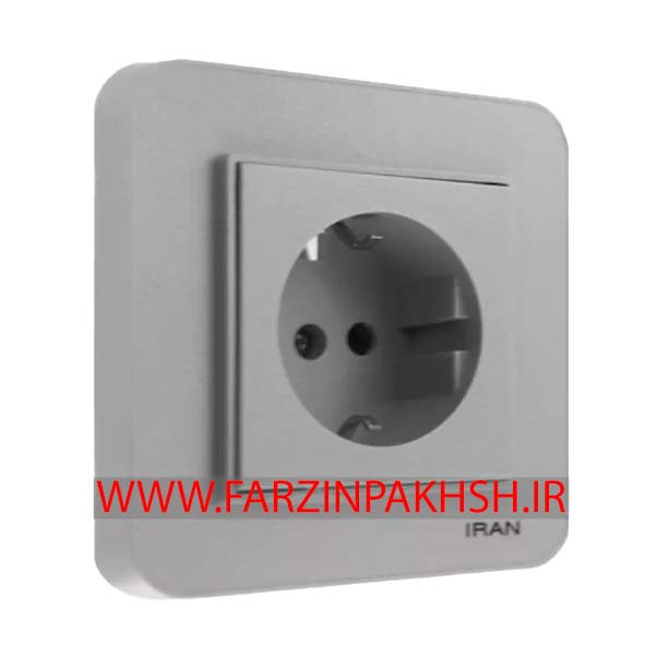 کلید و پریز توکار ایران الکتریک مدل ارس رنگی نقره ای