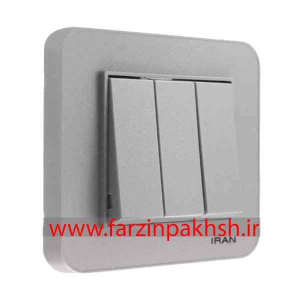 کلید و پریز توکار ایران الکتریک مدل ارس رنگی نقره ای