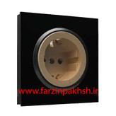 کلید و پریز توکار ایران الکتریک مدل اسپادانا پلکسی مشکی بژ