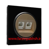 کلید و پریز توکار ایران الکتریک مدل اسپادانا پلکسی مشکی بژ