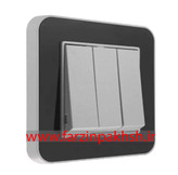 کلید و پریز توکار ایران الکتریک مدل ارس پلکسی نقره ای زه مشکی