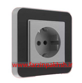 کلید و پریز توکار ایران الکتریک مدل ارس پلکسی نقره ای زه مشکی