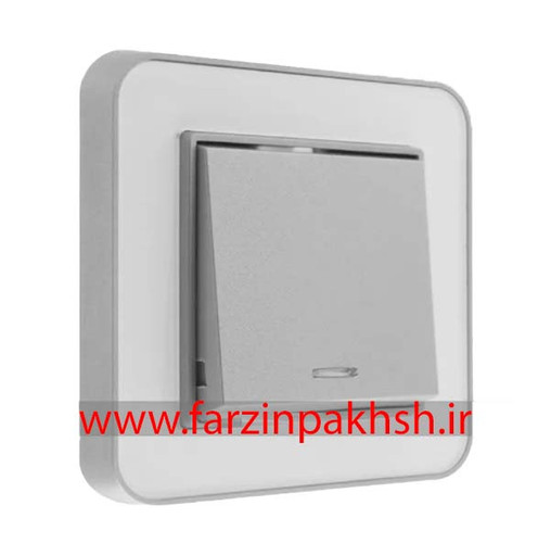 کلید و پریز توکار ایران الکتریک مدل ارس پلکسی سفید میان نقره ای