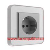 کلید و پریز توکار ایران الکتریک مدل ارس پلکسی سفید میان نقره ای