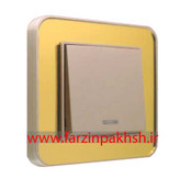 کلید و پریز توکار ایران الکتریک مدل ارس پلکسی بژ طرح متال