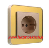 کلید و پریز توکار ایران الکتریک مدل ارس پلکسی بژ طرح متال