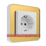 کلید و پریز توکار ایران الکتریک مدل ارس پلکسی سفید طرح متال