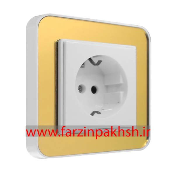 کلید و پریز توکار ایران الکتریک مدل ارس پلکسی سفید طرح متال