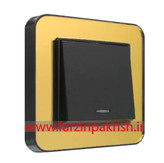 کلید و پریز توکار ایران الکتریک مدل ارس پلکسی مشکی طرح متال