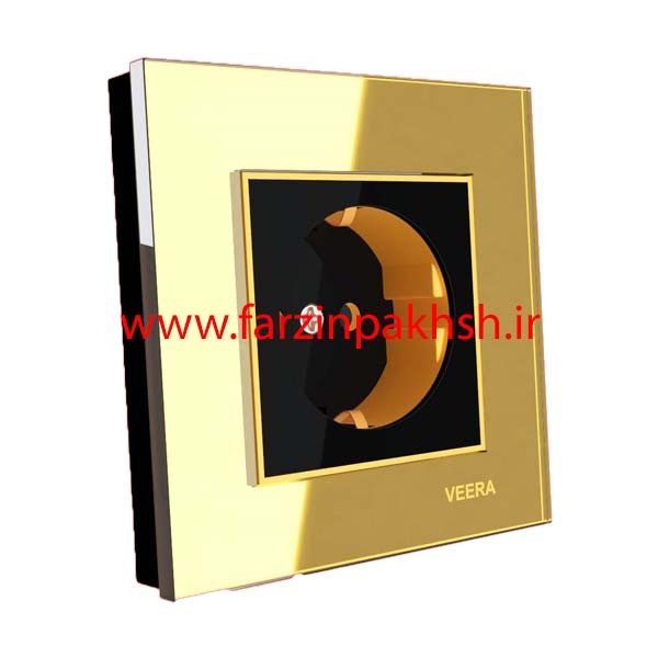 کلید و پریز توکار ویرا مدل امگا طلایی طلا مشکی