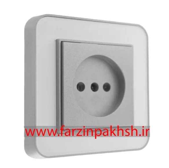 کلید و پریز توکار ایران الکتریک مدل ارس پلکسی نقره ای زه سفید