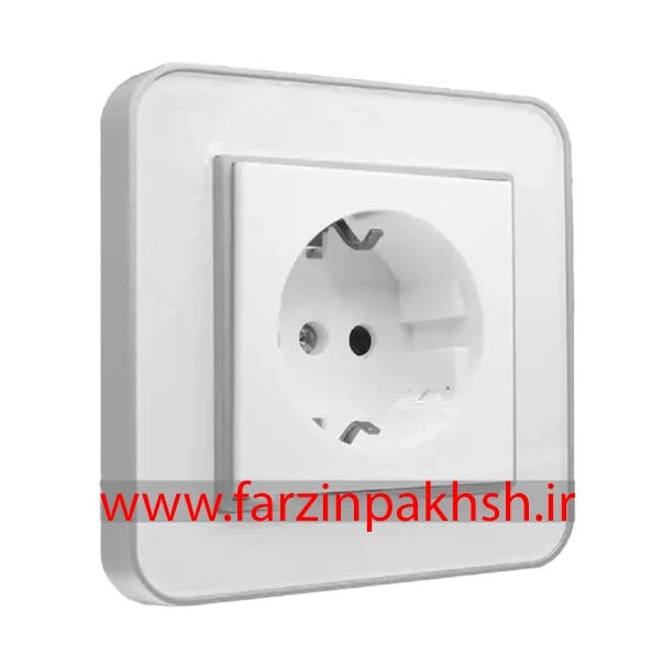 کلید و پریز توکار ایران الکتریک مدل ارس پلکسی نقره ای زه سفید میان سفید